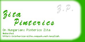 zita pinterics business card